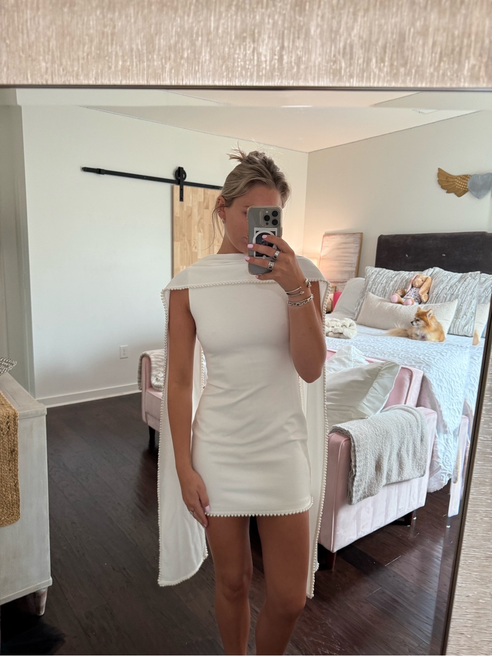 Women's White Cape Mini Dress – Sophisticated Evening Mini